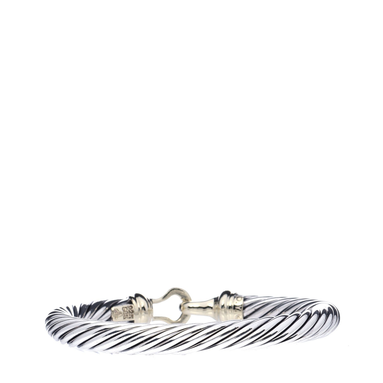 David Yurman Sterling Silver 14K Yellow Gold 7mm Cable Classic Buckle Bracelet 3 of 7