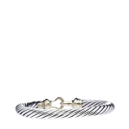 David Yurman Sterling Silver 14K Yellow Gold 7mm Cable Classic Buckle Bracelet 3 of 7