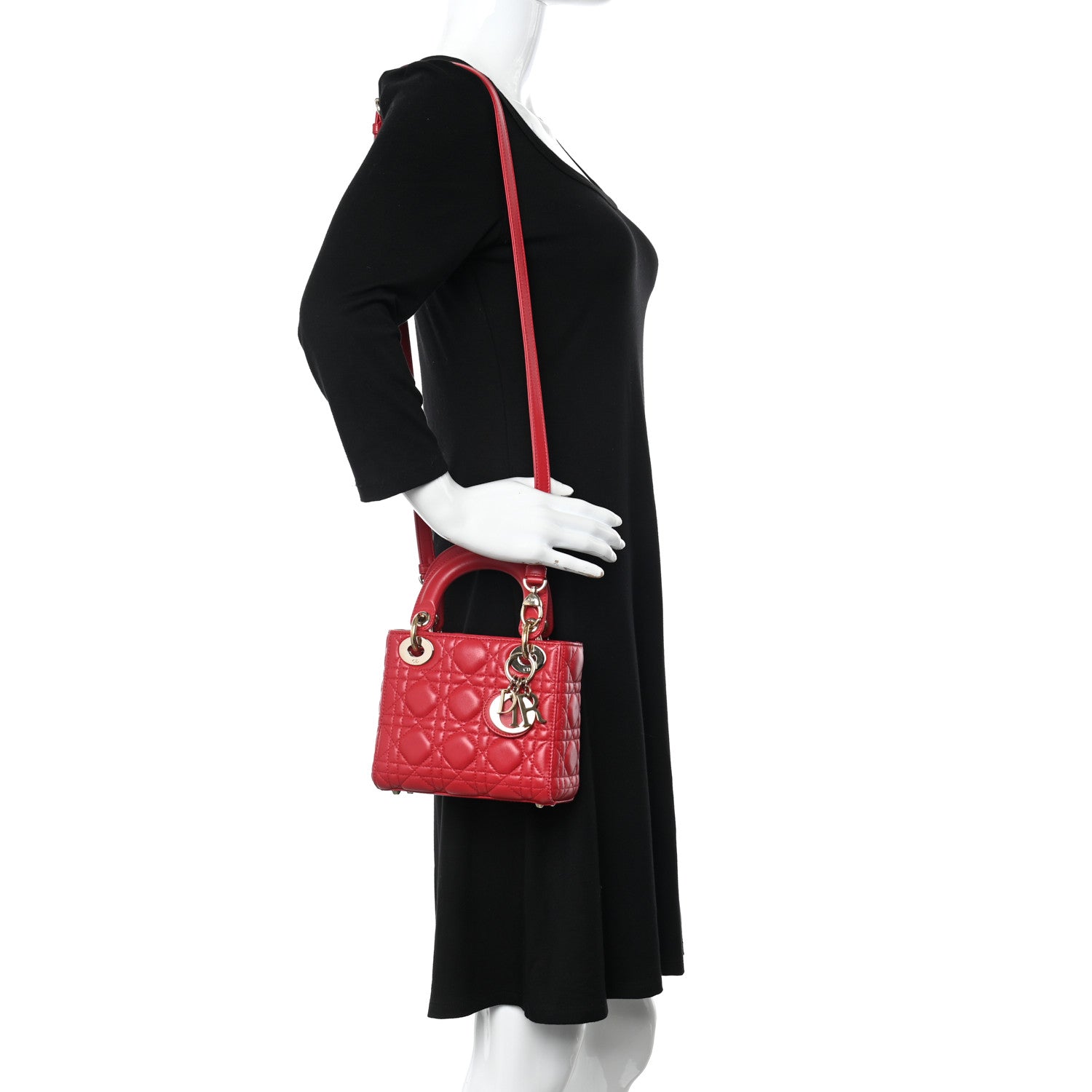 Christian Dior Lambskin Cannage Mini Lady Dior Red 2 of 10