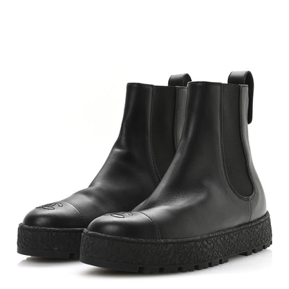 Chanel Calfskin Cap Toe CC Ankle Boots 40 Black 4 of 8