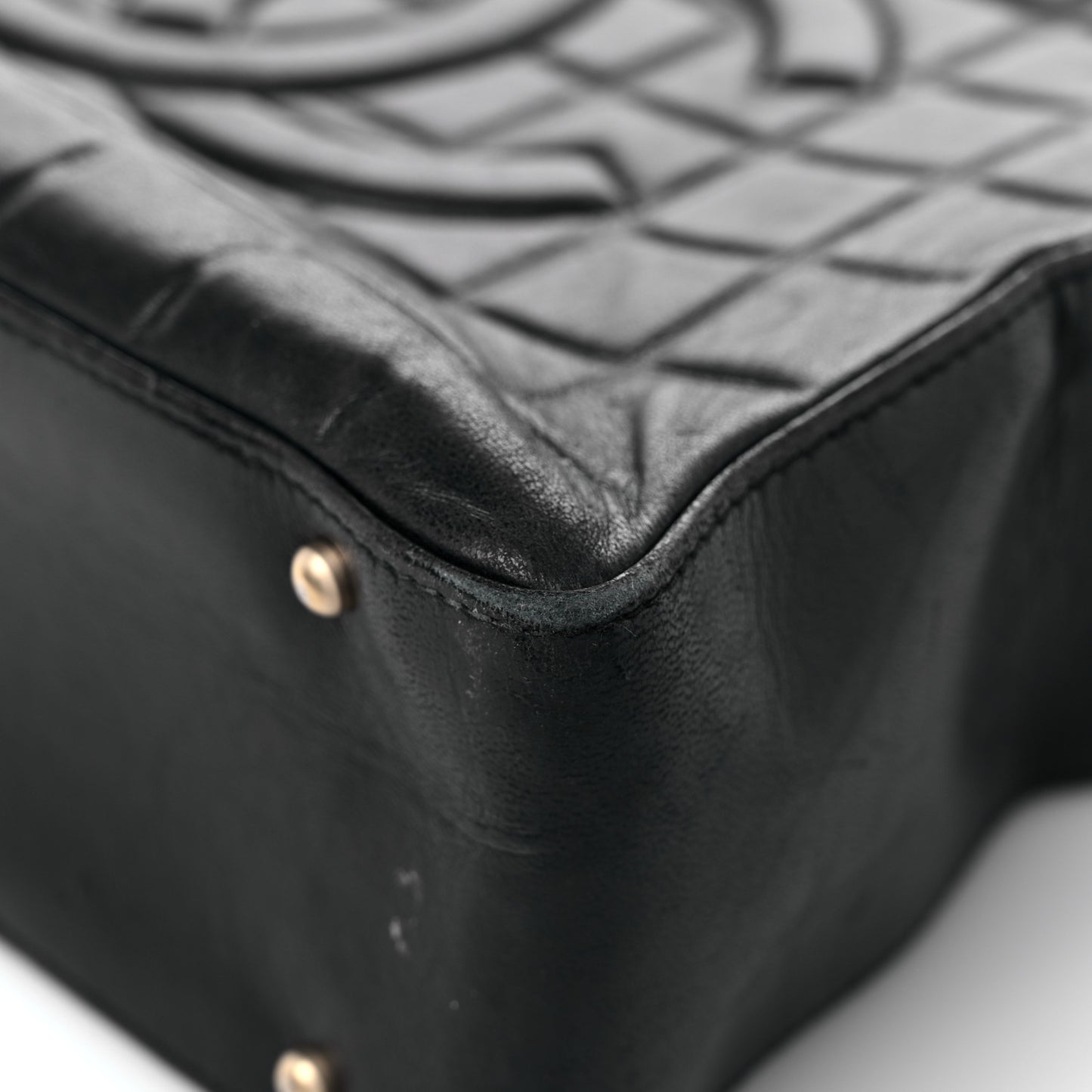 Lambskin Quilted Chocolate Bar Tote Black