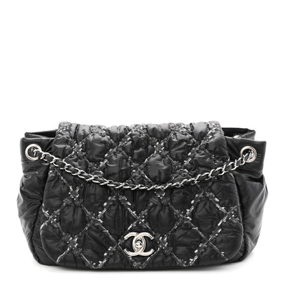 Chanel Nylon Quilted Tweed Stitch Bubble Flap Black 1 of 11