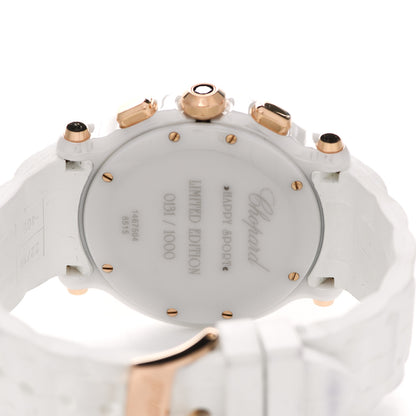 Chopard 18K Rose Gold Rubber Diamond Bezel 42mm Happy Sport Chronograph Quartz Watch 4 of 5