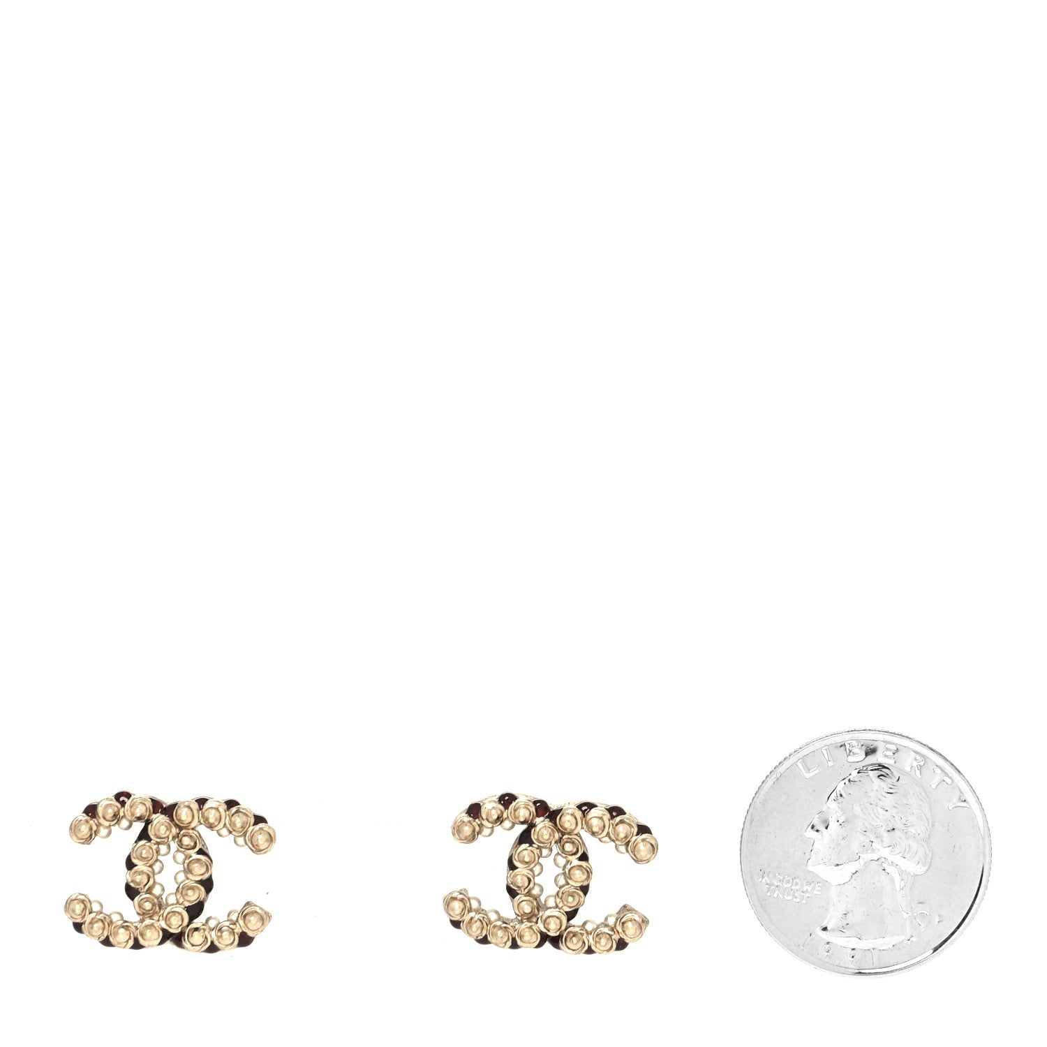 Chanel Metal Bead CC Earrings Gold 2 of 5