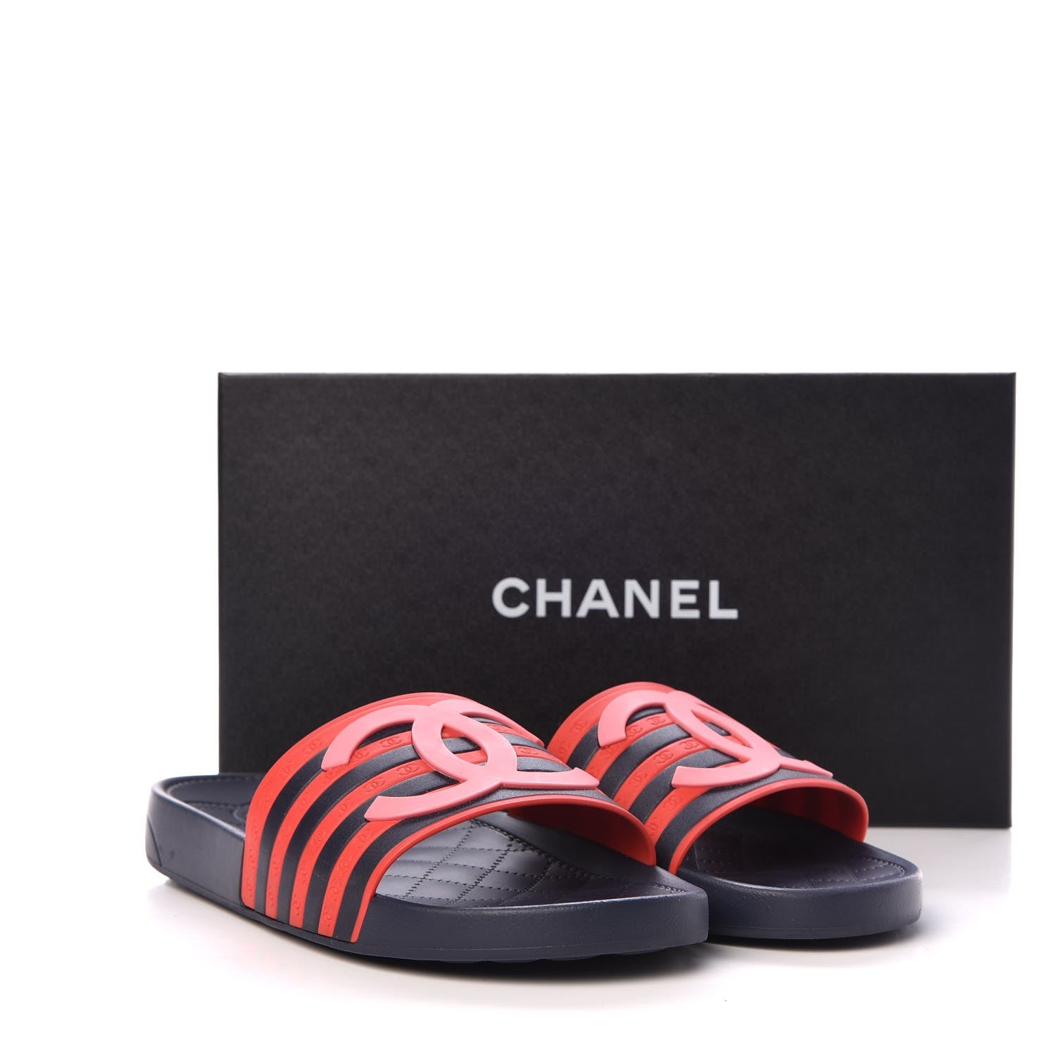 Chanel Rubber CC Flat Slide Sandals 41 Pink Red 10 of 10