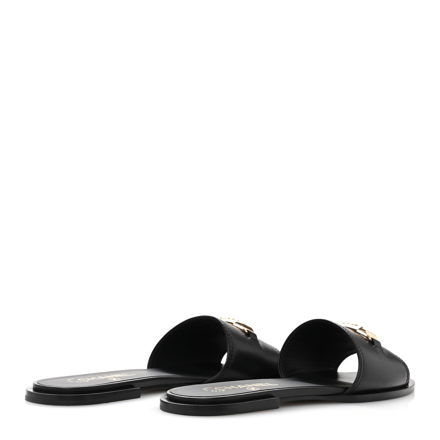 Chanel Shiny Calfskin CC Mules 39.5 Black 5 of 11