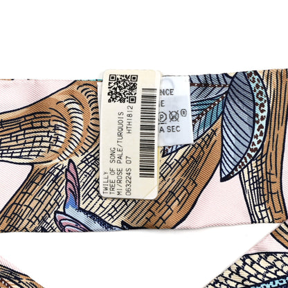 Hermes Silk Tree Of Song Twilly Rose Pale Turquoise 3 of 4