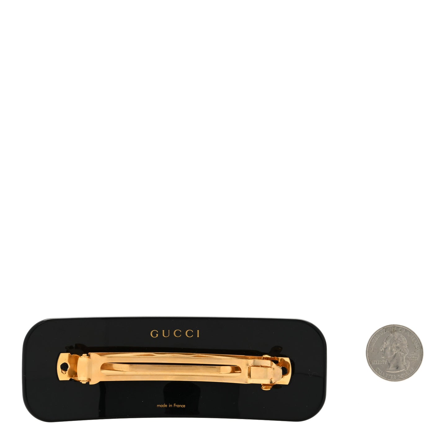 Resin Crystal Single Hair Barrette Black