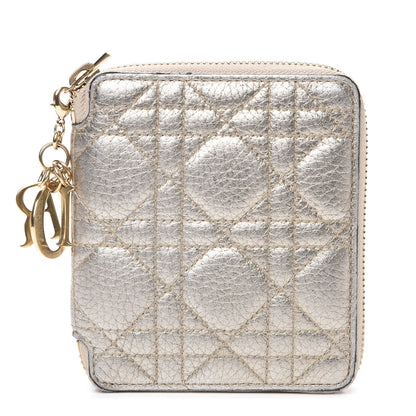 Christian Dior Metallic Calfskin Cannage Lady Dior Medium Wallet Gold 1 of 10