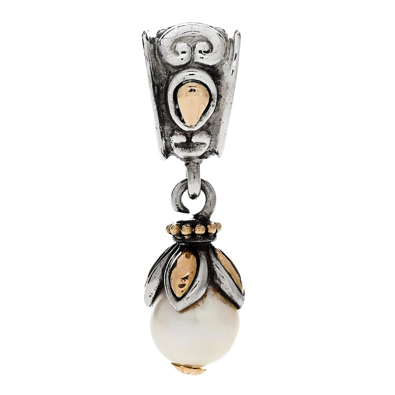 John Hardy Sterling Silver 18K Yellow Gold Freshwater Cultured Pearl Pendant 3 of 5