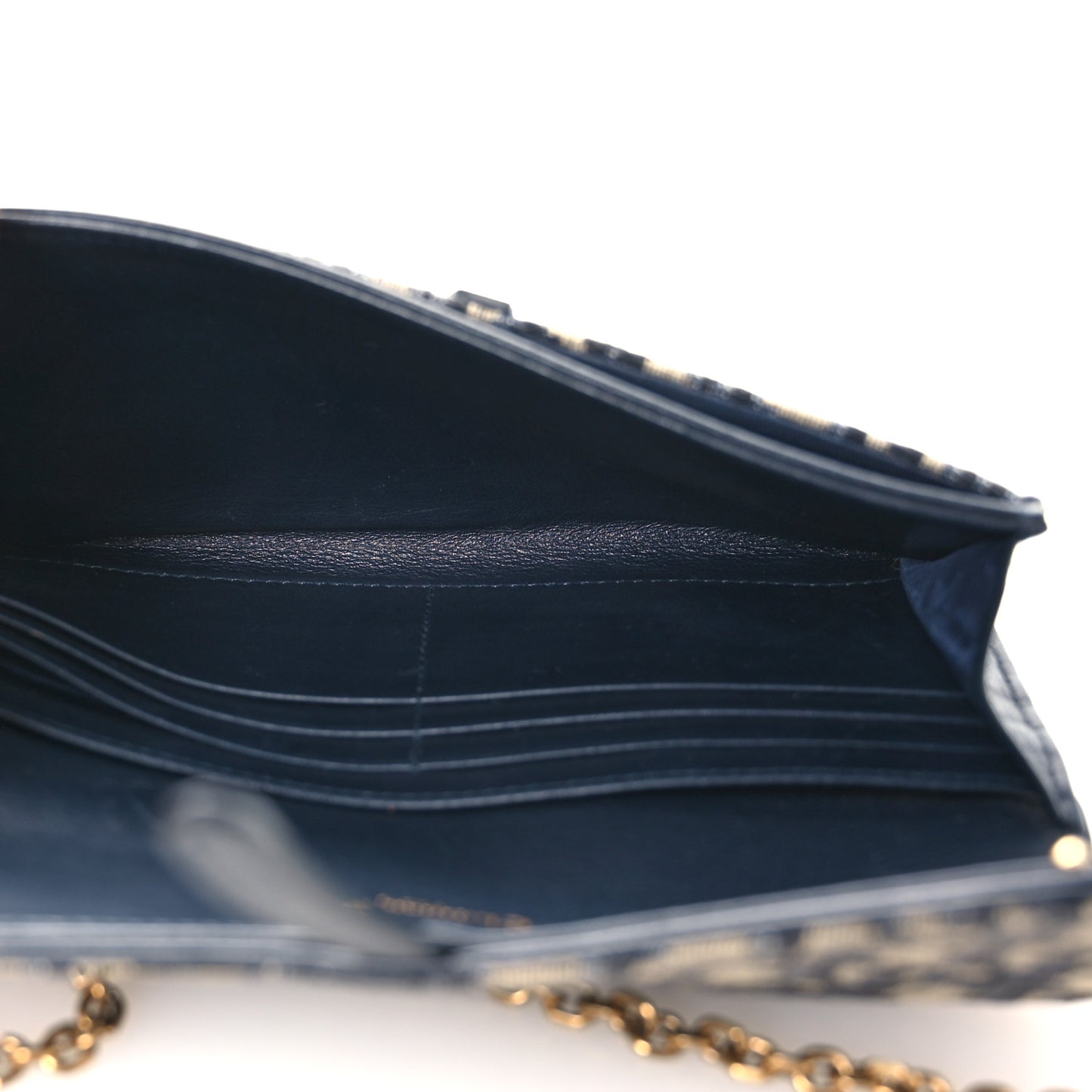 Oblique Saddle Chain Long Wallet Blue