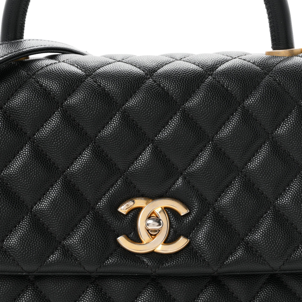 Caviar Quilted Small Coco Handle Flap Black