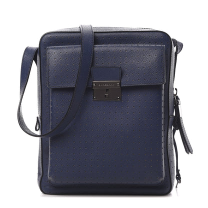 Burberry London Grainy Calfskin Perforated Small Shaldon Crossbody Lapis Blue 1 of 18