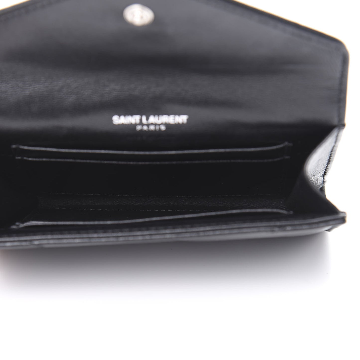 Lambskin Y Quilted Monogram Small Loulou Envelope Wallet Black