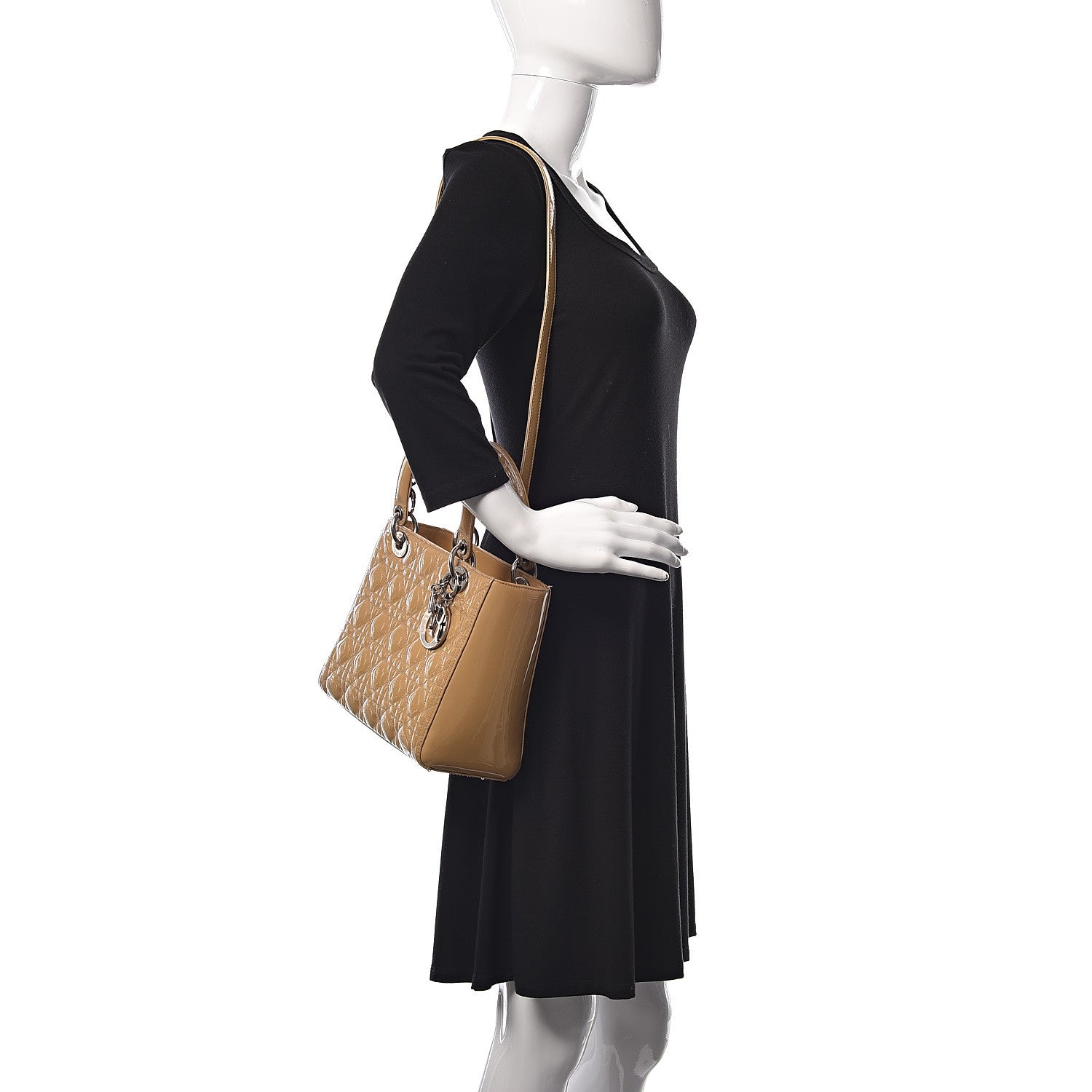 Christian Dior Patent Cannage Medium Lady Dior Beige 2 of 11