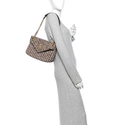Saint Laurent Tweed Quilted Medium Loulou Puffer Monogram Chain Satchel Beige Umber Multicolor 2 of 12