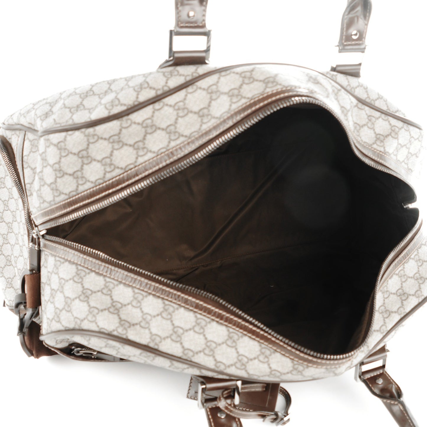 GG Supreme Monogram Interlocking G Duffle Bag Dark Brown