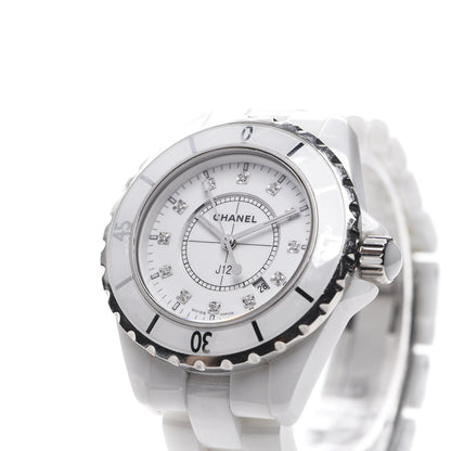 Chanel Stainless Steel Ceramic Diamond 33mm J12 Quartz Watch White 6 of 7