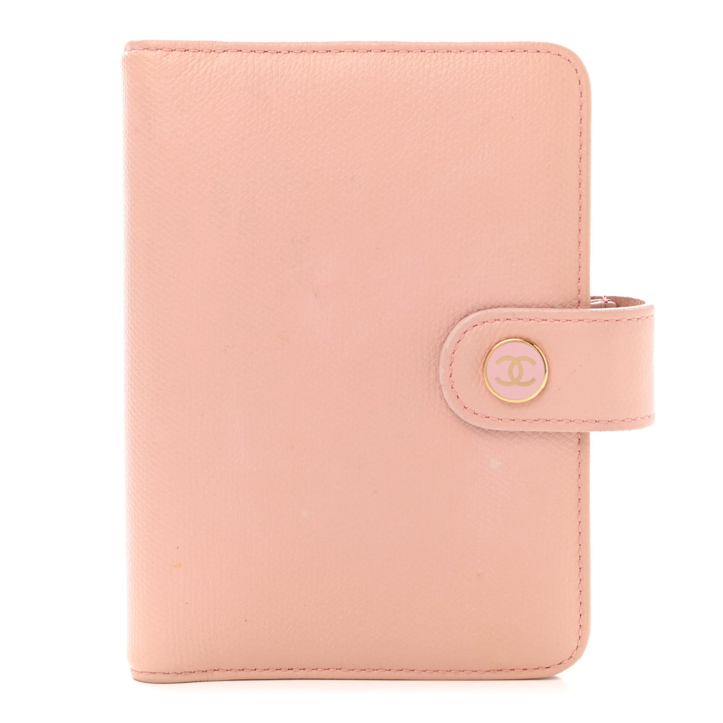 Grained Calfskin CC Button Pocket Agenda Cover Pink