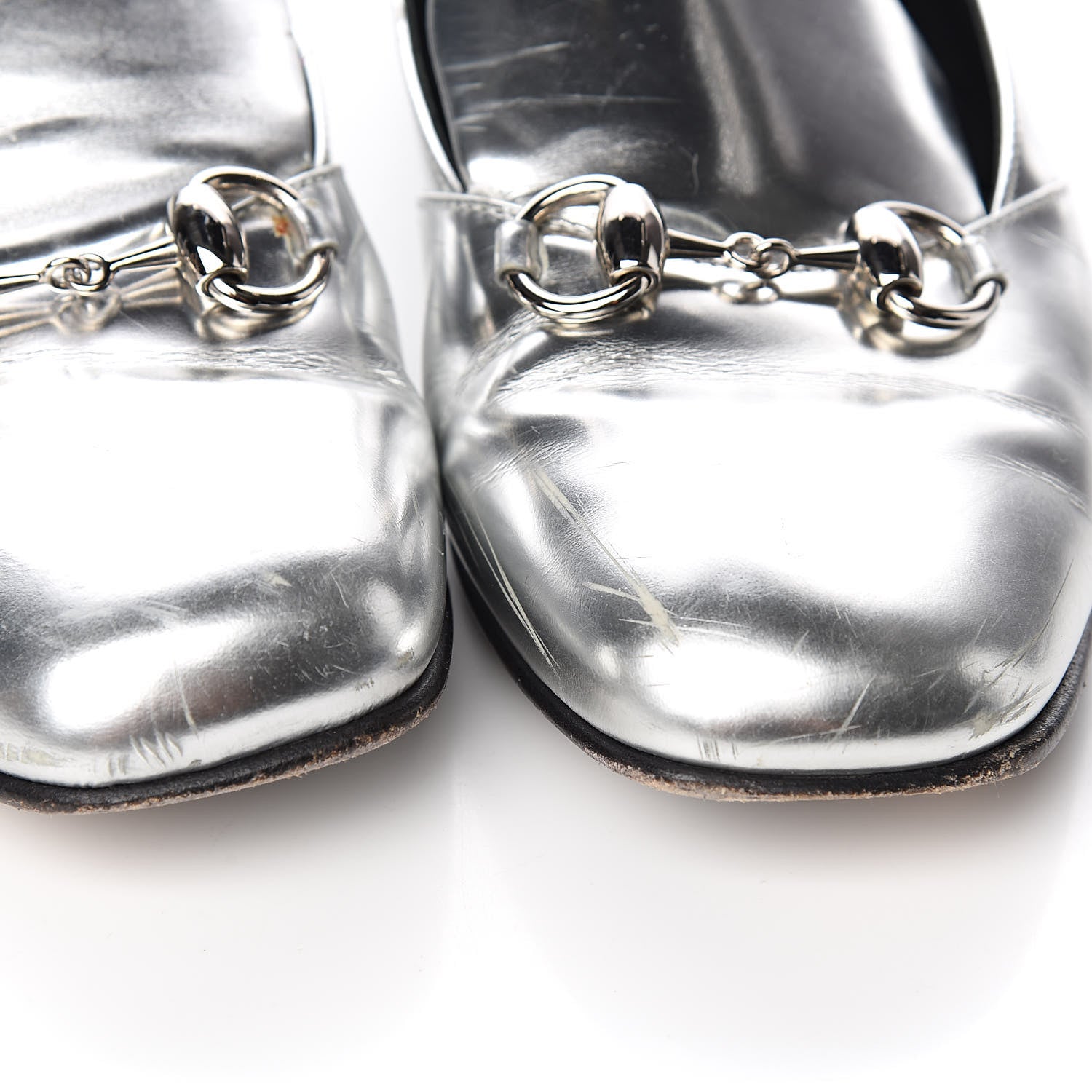 Gucci Metallic Calfskin Womens Horsebit Loafers 36 Silver 13 of 13