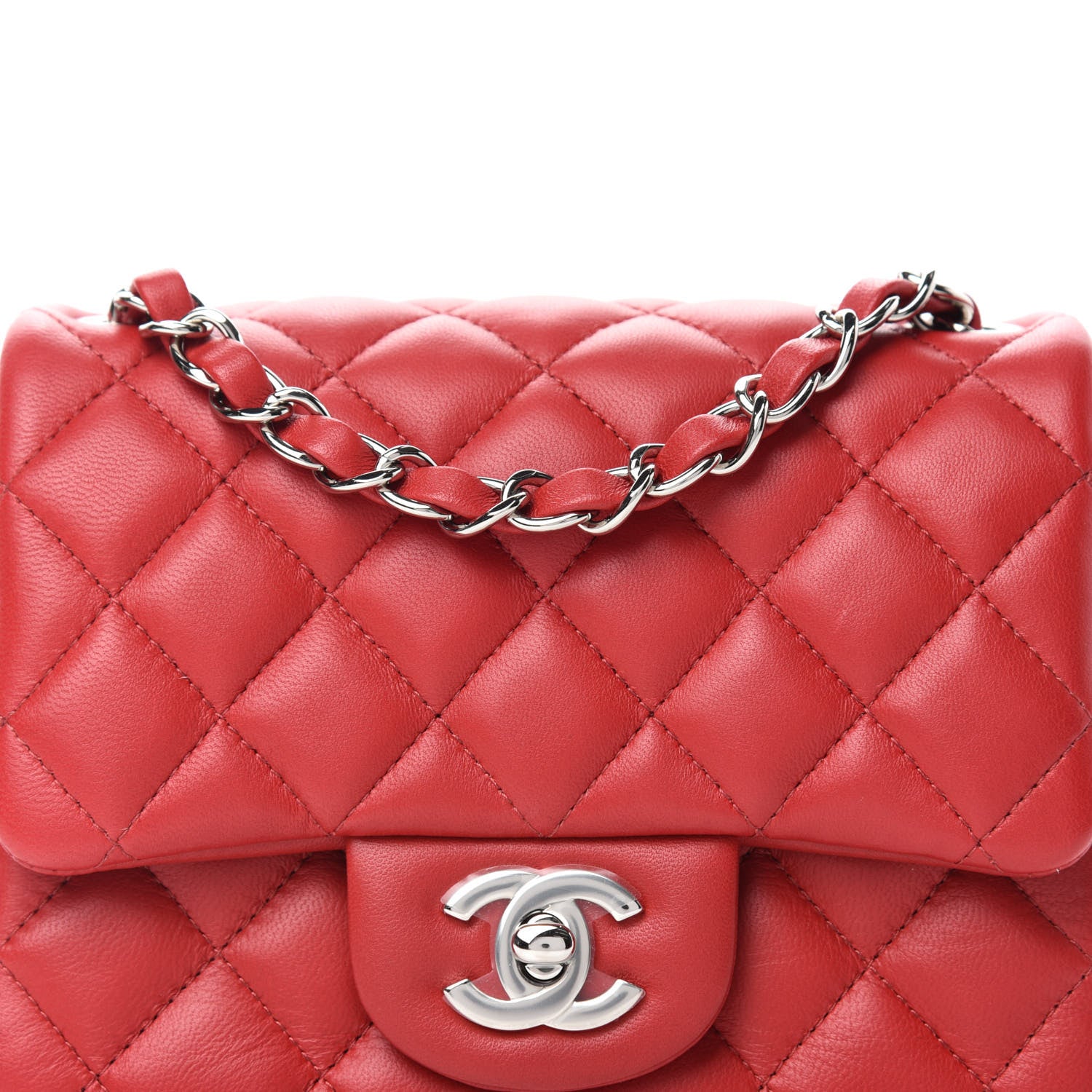 Chanel Lambskin Quilted Mini Square Flap Red 9 of 12