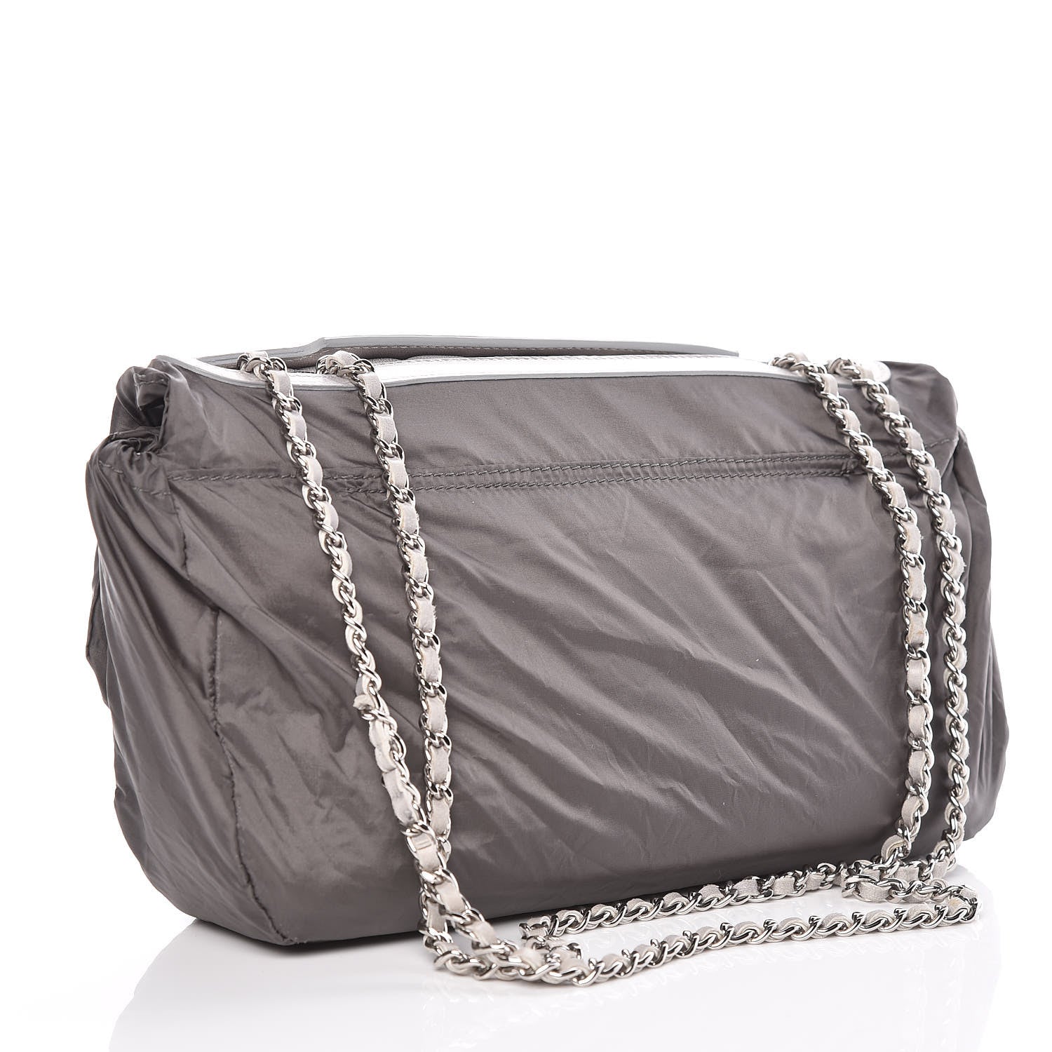 Chanel Rubber Quilted Lambskin Medium Coco Rain Flap Grey 13 of 14
