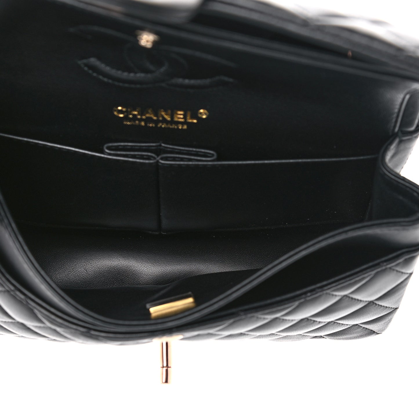 Lambskin Quilted Small Double Flap Black
