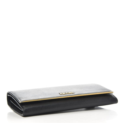 Prada Saffiano Metal Bar Continental Flap Wallet Black 4 of 6