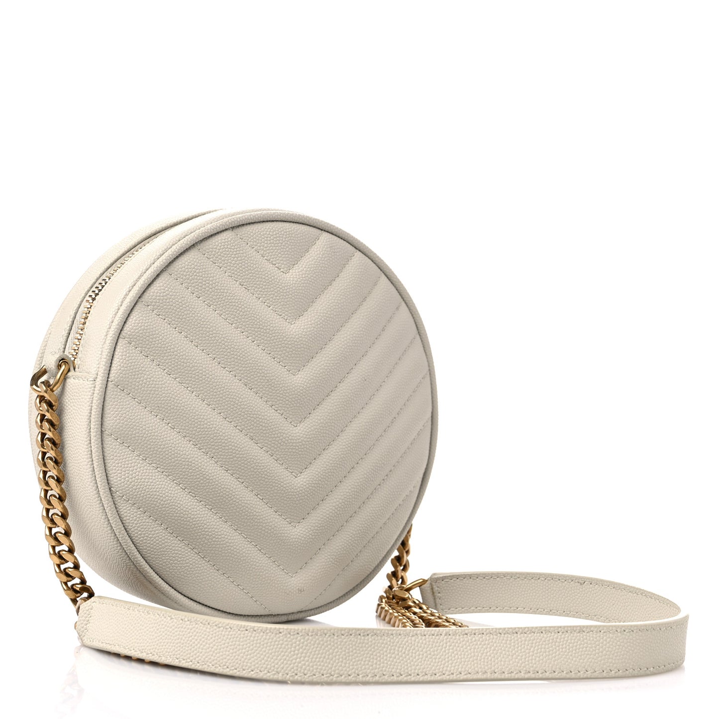 Grain De Poudre Matelasse Chevron Quilted Round Vinyle Camera Bag Crema Soft