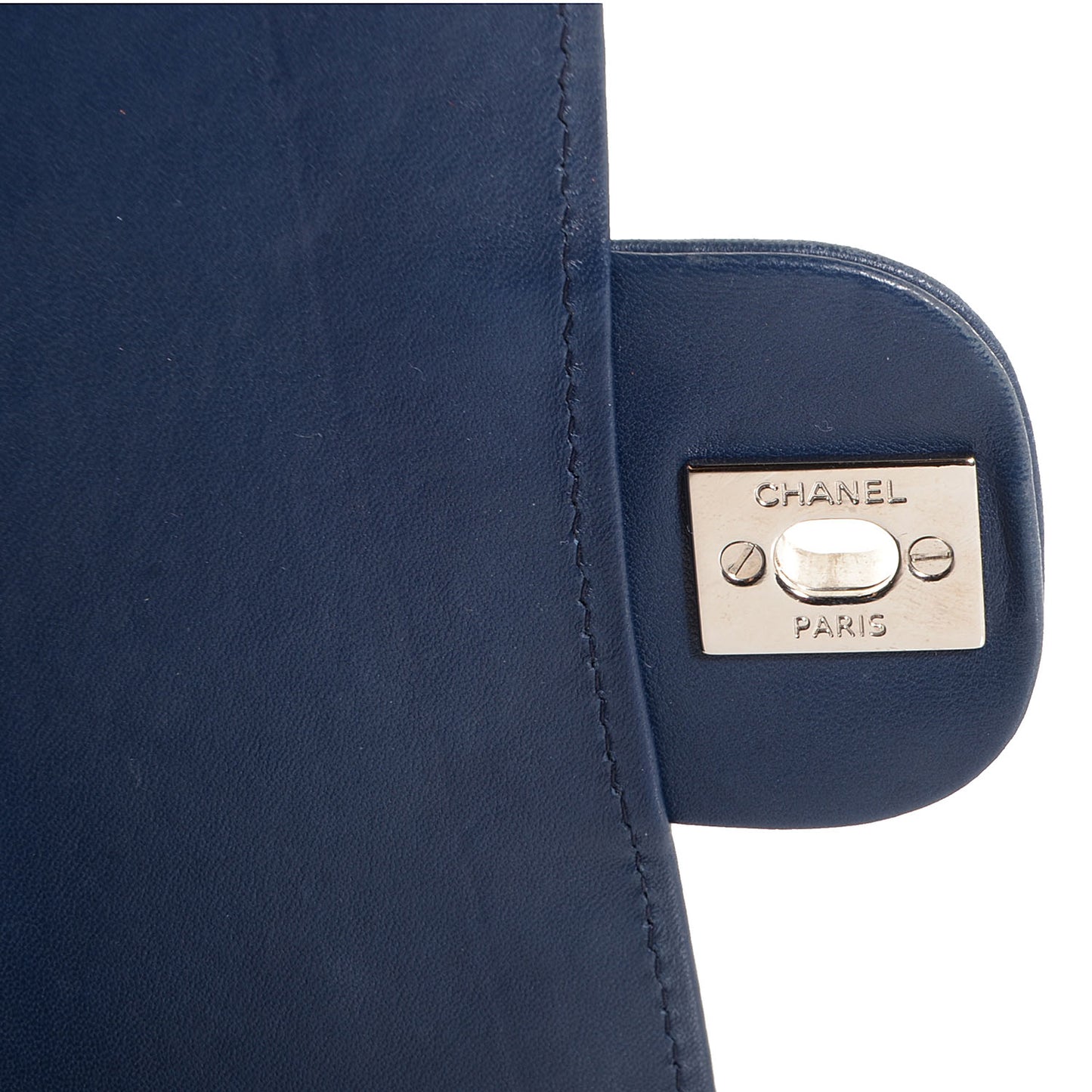 Calfskin Ultimate Stitch Clutch Flap Navy Blue