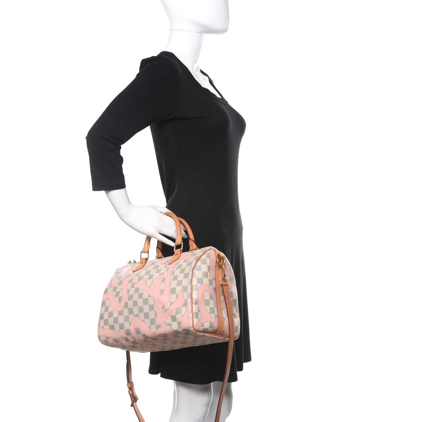 Damier Azur Tahitienne Speedy Bandouliere 30 Rose Ballerine