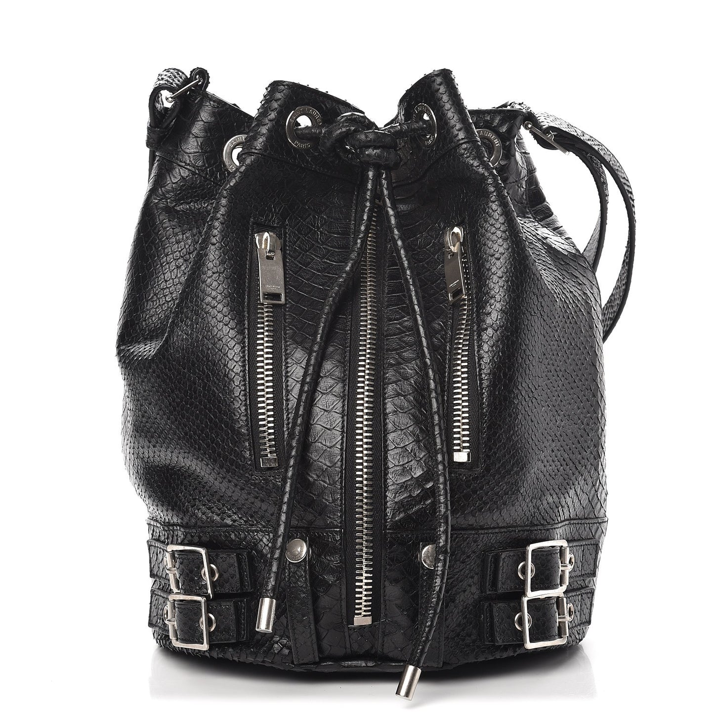Python Medium Rider Bucket Bag Black