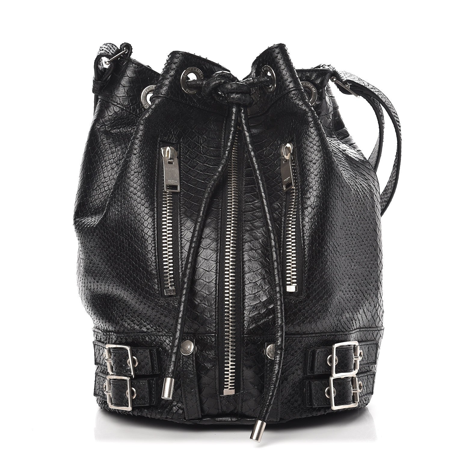 Saint Laurent Python Medium Rider Bucket Bag Black 1 of 8