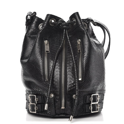 Saint Laurent Python Medium Rider Bucket Bag Black 1 of 8
