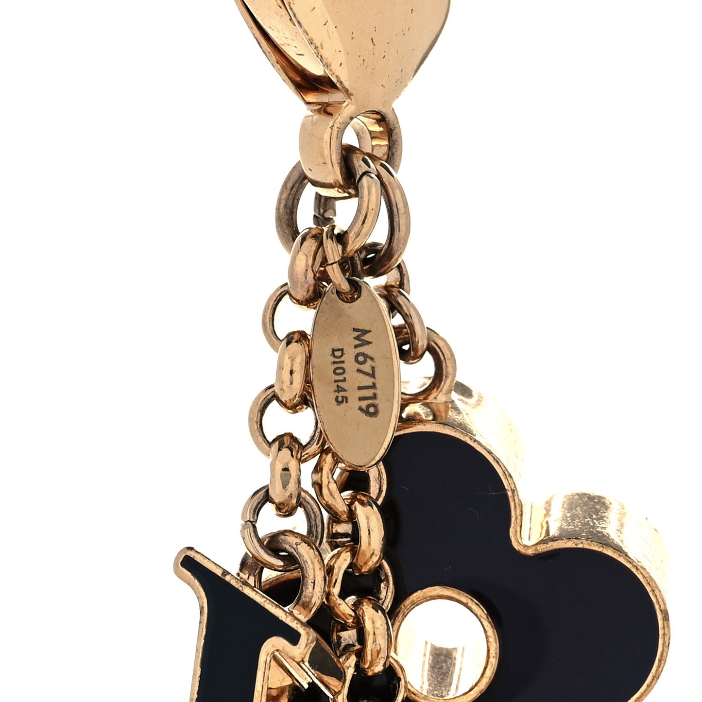Metal Enamel Fleur De Monogram Bag Charm Dore