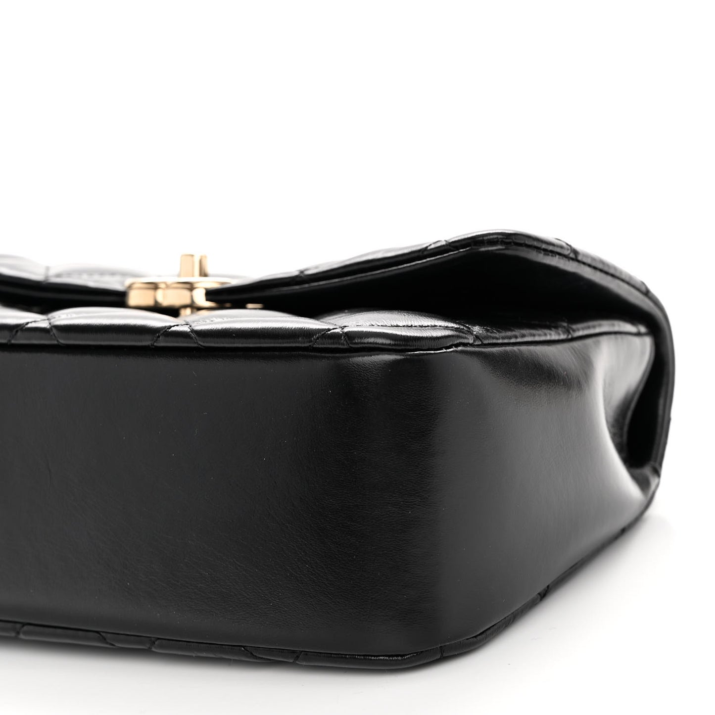 Shiny Lambskin Quilted Coco Trip Flap Bag Black