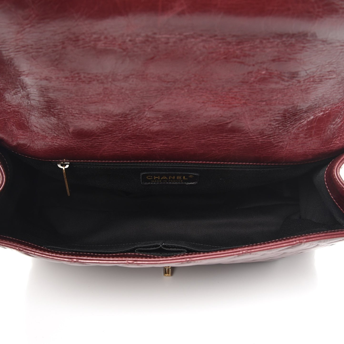 Glazed Calfskin Castle Rock Large Flap Burgundy