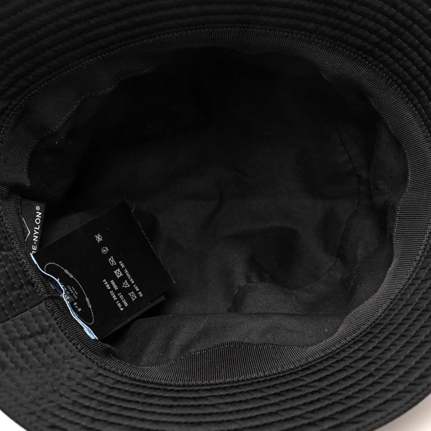 Prada Re-Nylon Metal Triangle Logo Womens Bucket Hat M Black 7 of 8