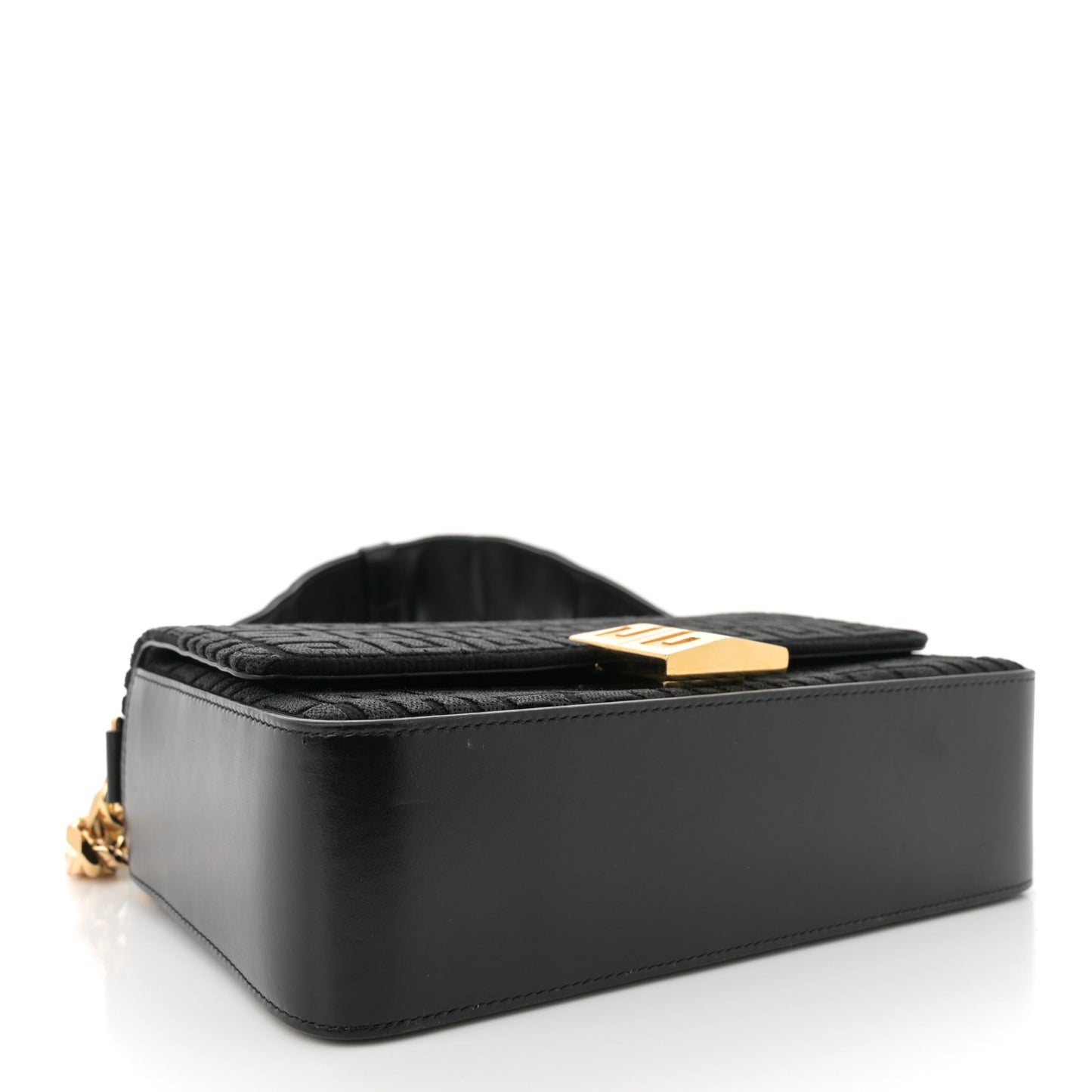 Canvas Woven Embroidered Medium 4G Bag With Chain Black