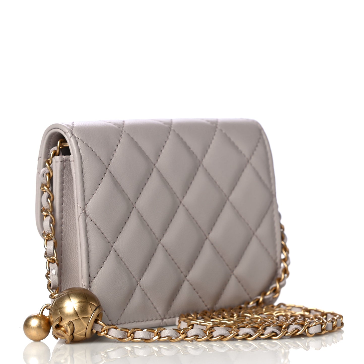 Lambskin Quilted Pearl Crush Clutch With Chain Light Purple