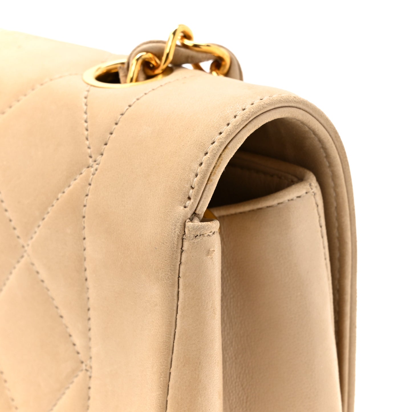 Lambskin Quilted Small Single Flap Beige