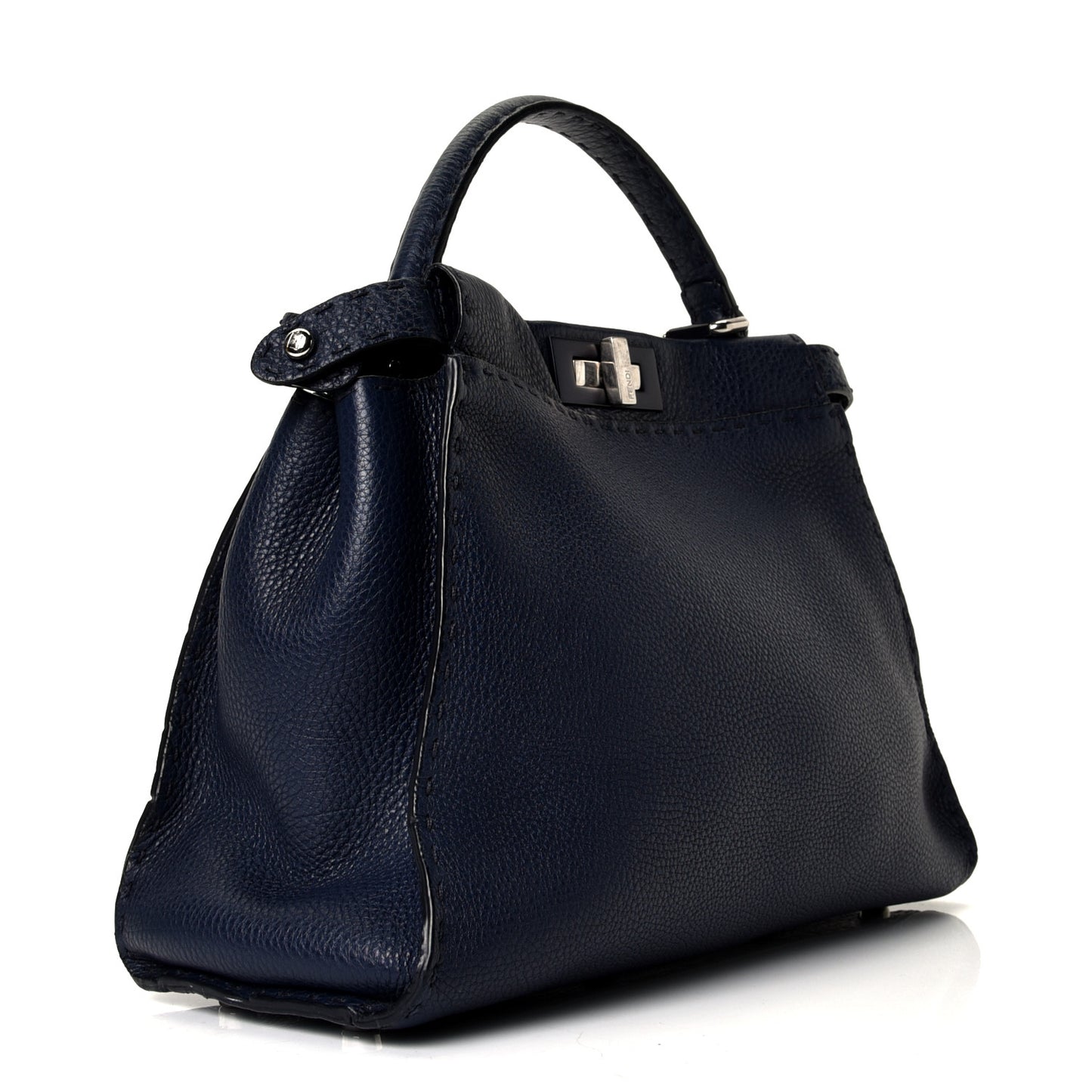 Cuoio Romano Selleria Medium Peekaboo Iconic Satchel Blue Notte