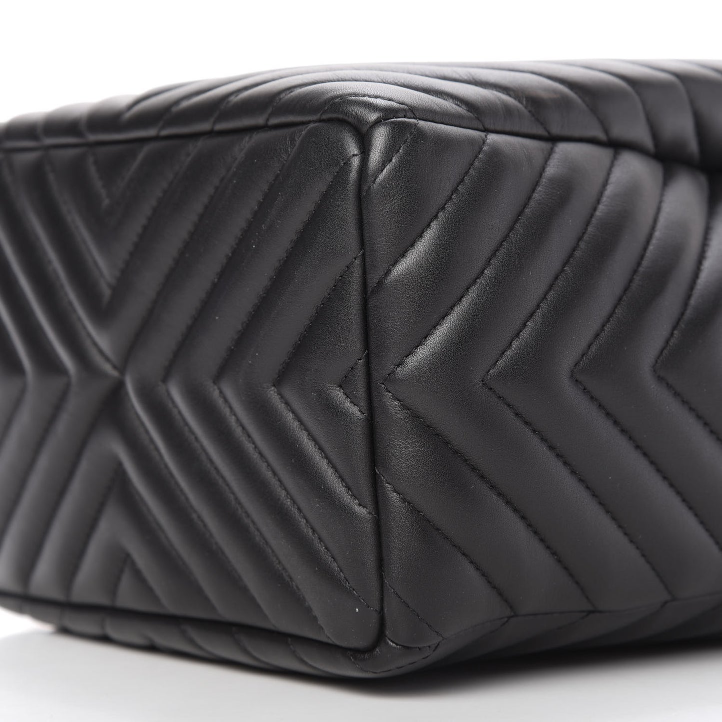 Lambskin Chevron Small Urban Spirit Drawstring Bag Black