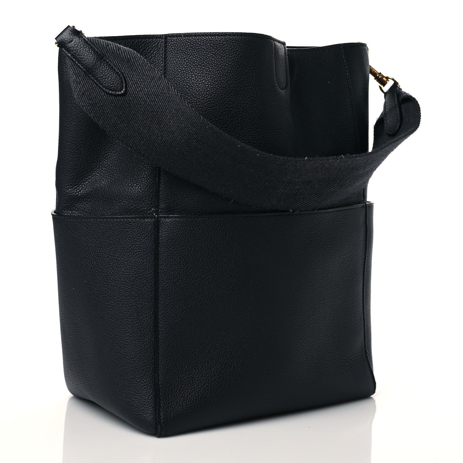 Celine Soft Grained Calfskin Sangle Bucket Bag Navy Blue 2 of 12