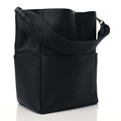 Celine Soft Grained Calfskin Sangle Bucket Bag Navy Blue 2 of 12