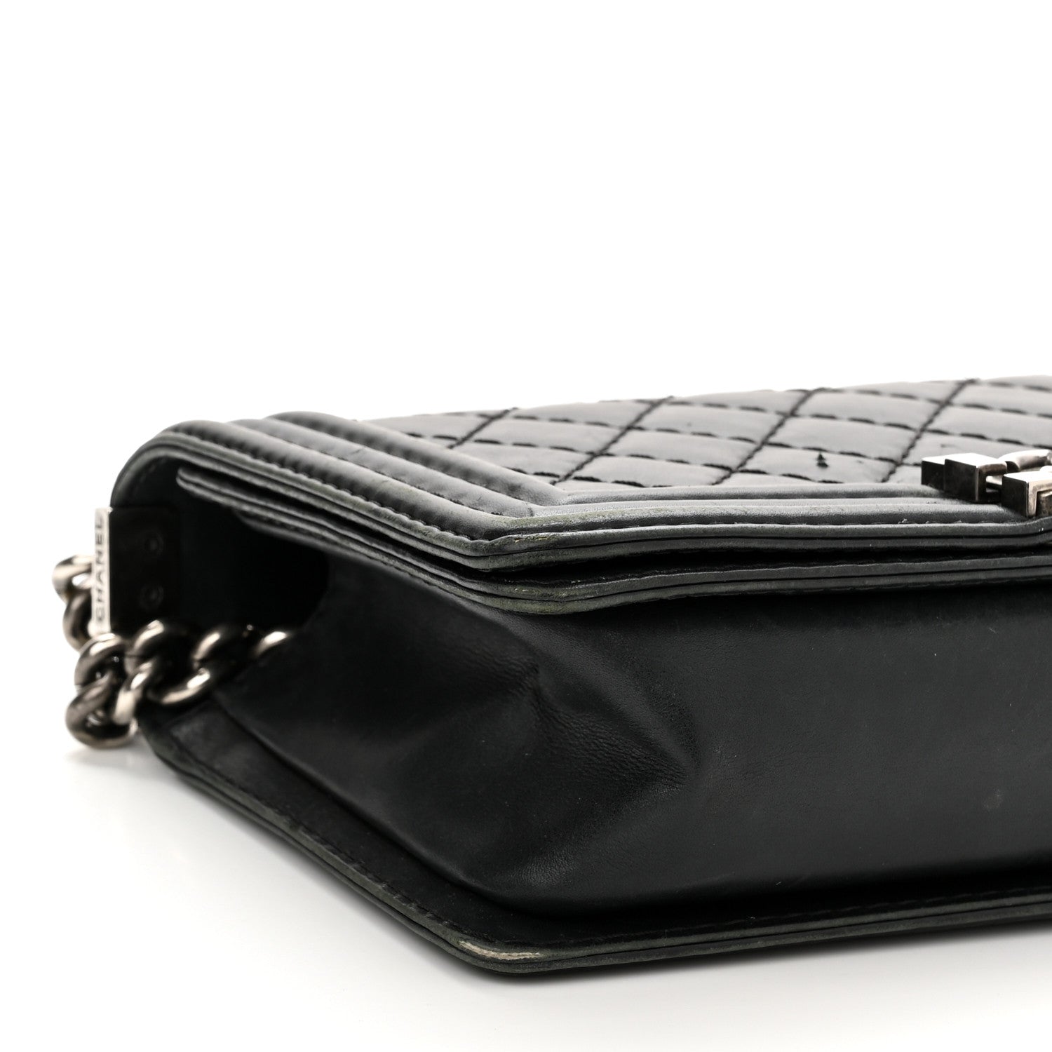 Chanel Calfskin Quilted Double Stitch New Medium Boy Flap Black 9 of 16