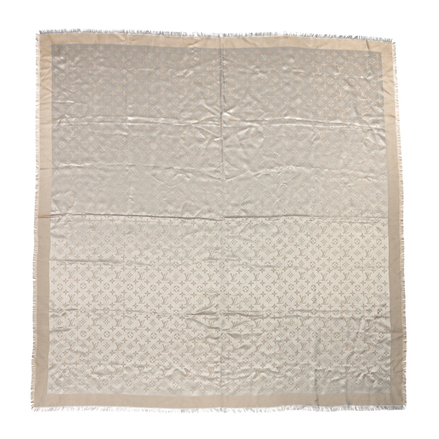 Louis Vuitton Silk Lurex Wool Monogram Shine Shawl Greige 1 of 4