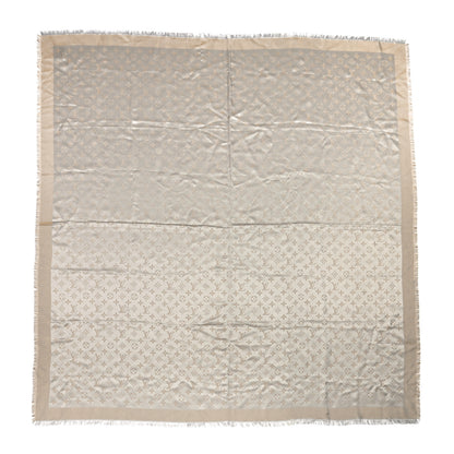 Louis Vuitton Silk Lurex Wool Monogram Shine Shawl Greige 1 of 4