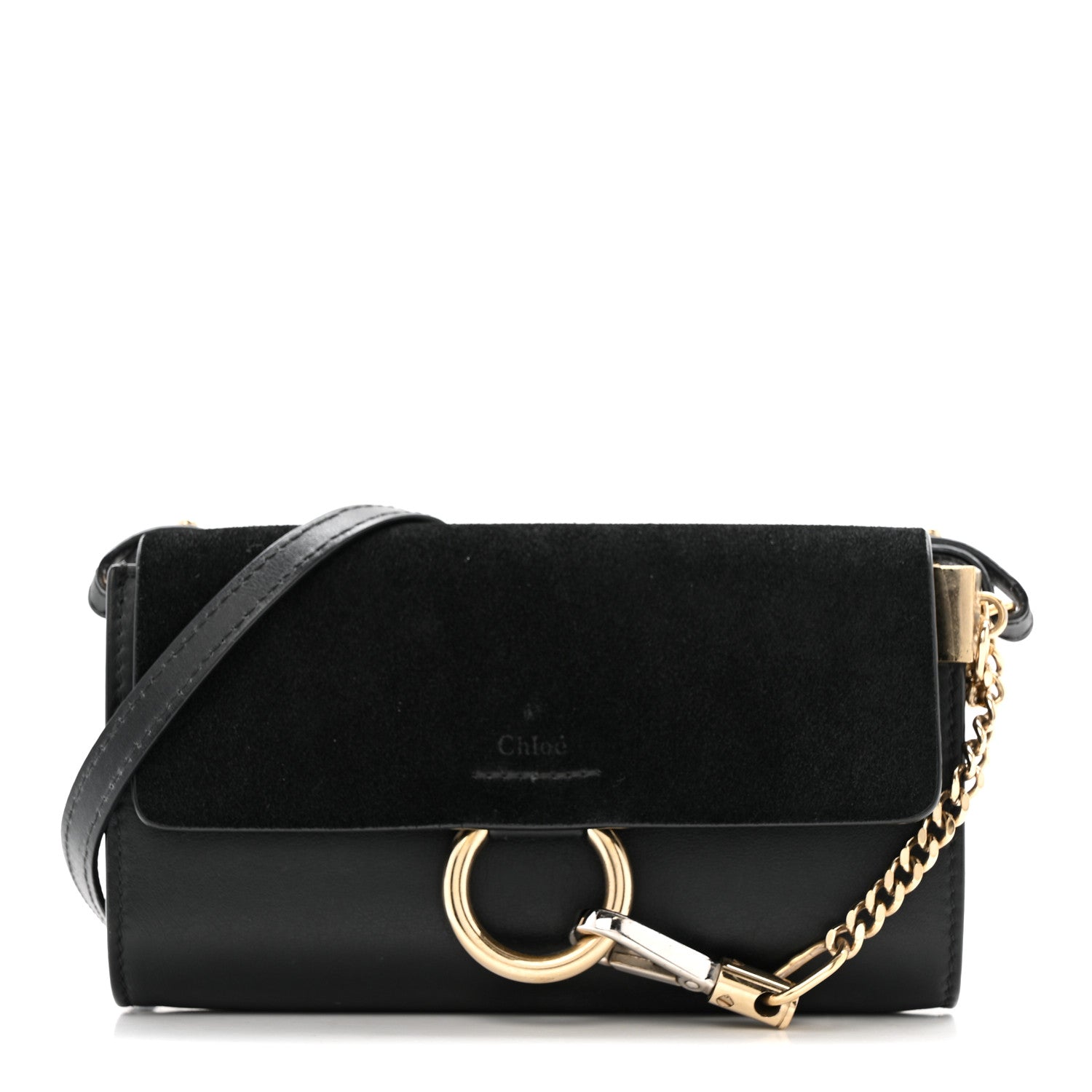 Chloe Suede Calfskin Mini Faye Shoulder Bag Black 1 of 11