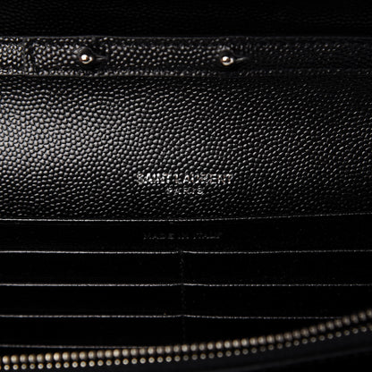 Saint Laurent Grain De Poudre Matelasse Chevron Bi-Color Monogram Chain Wallet White Black 8 of 9